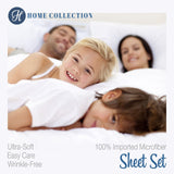 Home Collection 6-Piece Bed Sheet Microfiber Solid Set Burgundy Red King