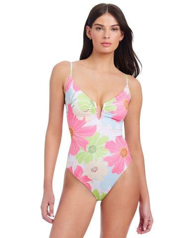 Sanctuary Charming Floral V-Wire One-Piece Swimsuit SACM25256 White Multi XL