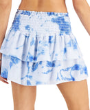 Miken Womens Juniors Tie-Dye Smocked Cover Up I6359C374 Heather Blue L