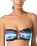 Michael Michael Kors Womens Ring Accent Bandeau Bikini Top Black Blue Multi L