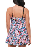 Swim Solutions Womens Floral Empire Waist Swimdress One Piece Pink Multi 12
