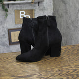 On 34th Zipper Micro Suede Mid-Calf Block Heel Boots 10019653600 Black 6M
