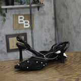 A New Day Womens Ruth Heels Sequin Pearl Strap Sandals 94646924 Black 9M