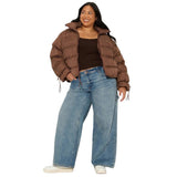 Wild Fable Bow Gingham Puffer Jacket 94658833 Brown Check 2XL