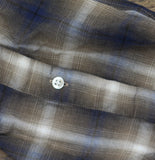 Officine Generale Sleeve Button Front Shirt Iced Coffee Cream / Navy Blue XL