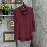 Lisa Rinna Womens Long Sleeve Turtleneck Mini Ribbed Shirt Maroon Red XSP