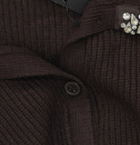 Future Collective Womens Embellished Collar Cardigan Sweater 94642149 Brown 3X