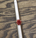 Fashion Gemstone Cluster Floral Marquise Cut Starburst Halo Ring Gold / Red 7