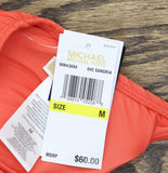 Michael Michael Kors Ribbed Hardware V-Neck Bikini Top Sangria Red Orange M