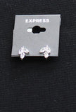 Express Fashion Marquise Cut Crystal Leaf Stud Earrings Silver Gray / Clear .5"