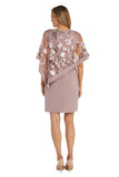 R&M Richards Womens Short Sequin Floral Lace Poncho Dress 2851
