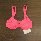 Becca Womens Shirred Underwire Bikini Swim Top 853557 Coral Reef Pink M