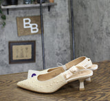 A New Day Womens Milan Pearl Slingback Heels 92611221 Ivory Off White 6M