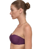 DKNY Shirred U-Wire Bandeau Bikini Top DIMTS403 Port Purple L