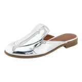 Aerosoles Womens Wilda Mule Slip On Faux Leather WILDA Silver Mirror Gray 8.5M