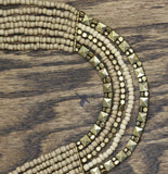 Lane Bryant Metal Beaded Multi Strand Layered Necklace Tan Brown / Gold 20" + 3"