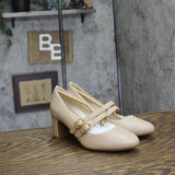 Lifestride Mary Jane Block Heel Pumps with Double Straps Tender Taupe Brown 5M