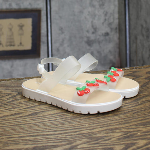 Bebe Toddler Cherry Cute and Comfortable Summer Sandals White 11T / 12T