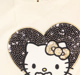Hello Kitty Girls Lined A-Line Sheath Dress with Faux Fur Collar Off White 4T