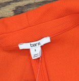 Bar III Womens Crepe Ruched Sleeve Open Front Blazer Burnt Orange S