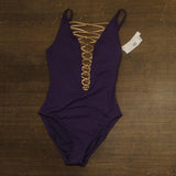 Bleu By Rod Beattie Kore Lace-Down Plunge One-Piece Swimsuit Purple Haze 4