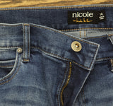 nicole By Nicole Miller Printed Cuff Ankle Jeans Dark Wash Animal Blue 14