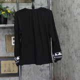 Belle By Kim Gravel Boho Slub Knit Embroidered Peasant Shirt Top Black Multi S
