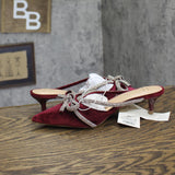 A New Day Womens Gwen Rhinestone Bow Heels 94656736 Burgundy Red 6.5M