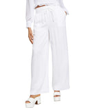 Bar III Womens Cotton Drawstring Wide-Leg Pants 100124264 Bright White XS