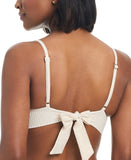 Bar III Womens V-Wire Plunge-Neck Bralette Bikini Swim Top White Gold M