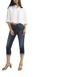 Silver Jeans Co. Mid Rise Curvy Fit Capri Jeans Luxe Stretch Indigo Blue 25x23
