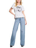 GUESS Eco Short Sleeve Lace-Up Graphic Corset Tee W5RI32K9RM1 Pure White XS