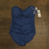 Anne Cole Womens Twist-Front Ruched One-Piece Swimsuit MYMO00501 Slate Blue 14