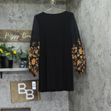 Msk Womens Petite Round-Neck Contrast-Long Sleeve Dress 91013864Z Black PXL