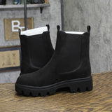Journee Collection Womens Faux Suede Chelsea Boots Black 8M