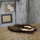 A New Day Womens Twiggy Multi Buckle Mini Heel Flats 94303757 Brown 7M