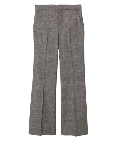 Mango Womens Wool Blend Flared Leg Suit Pants Gray Brown Check EUR 38 (US 5)