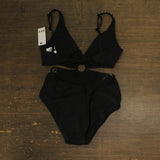 Bar III Womens Tell Me About It Studded One Piece Swimsuit Black / Silver S