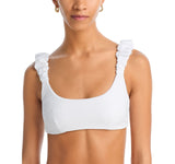 Ramy Brook Womens Ruffle Rachel Bikini  Swim Top C02258002 White L