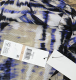 DKNY Womens Printed Side-Ruched Sheer Sleeve Mesh Dress DD4JU31C Black / Blue 12