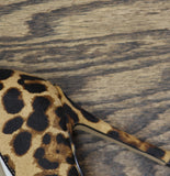 Nine West Tatiana Pump Closed Toe Heels Stiletto High Leopard Raffia Brown 6M