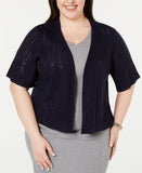 Signature by Robbie Bee Womens Plus Size Short Sleeve Crocheted Shrug Cardigan