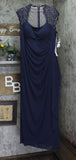 X By Xscape Plus Size Ruched Lace Gown Dress XC121W Navy Blue 14W