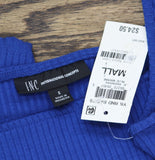 INC International Concepts Womens Knit Square Neck Ribbed Tank Top Marine Blue S