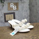 A New Day Floral Kitten Heel Mule Sandals 94834844 Cream Off White 8M