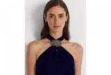 Lauren Ralph Lauren Womens Velvet Halter Gown 253882071003