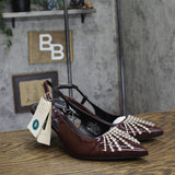 A New Day Womens Serafina Heels Rhinestone Slingback 94661786 Burgundy Red 9M