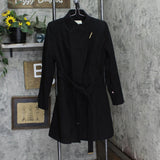 Michael by Michael Kors Womens Wool Blend Wrap Belted Overcoat Coat Black M