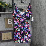 Island Escape Magnolia Underwire Swimdress One Piece Swimsuit Black Multi 14
