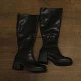 Wild Fable Womens Faux Leather Platform Boots Black 10M